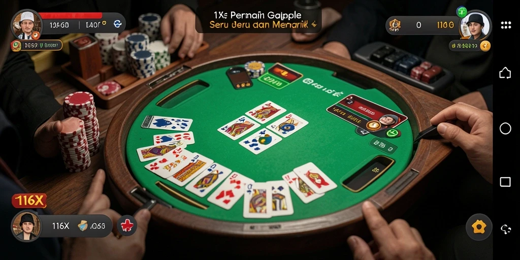 Tampilan gameplay Gaple seru di 116X dengan para pemain yang bersaing.
