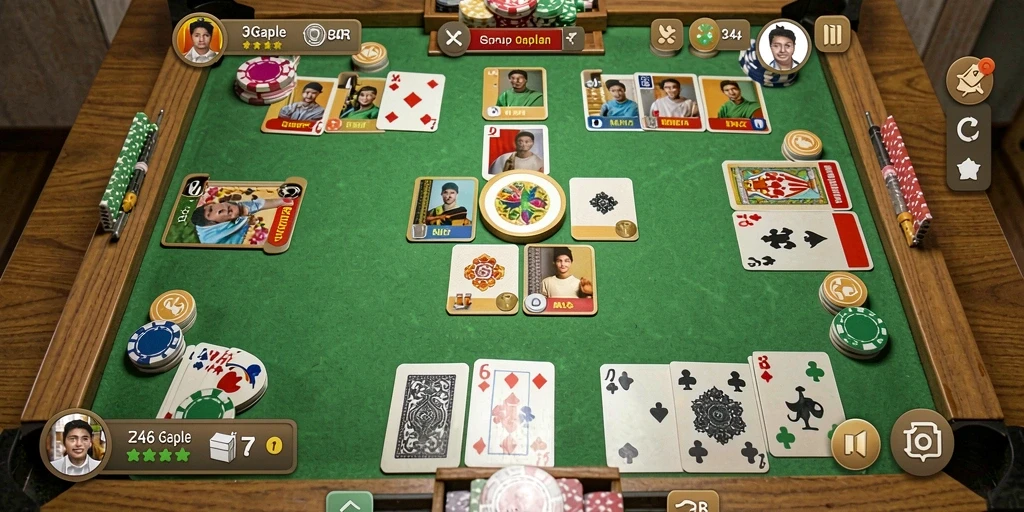 Tampilan gameplay seru di aplikasi Gaple 34R.