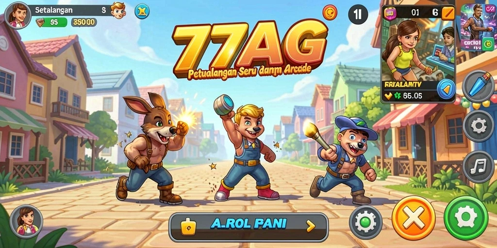 Screenshot menampilkan aksi seru dalam permainan Arcade 77AG.