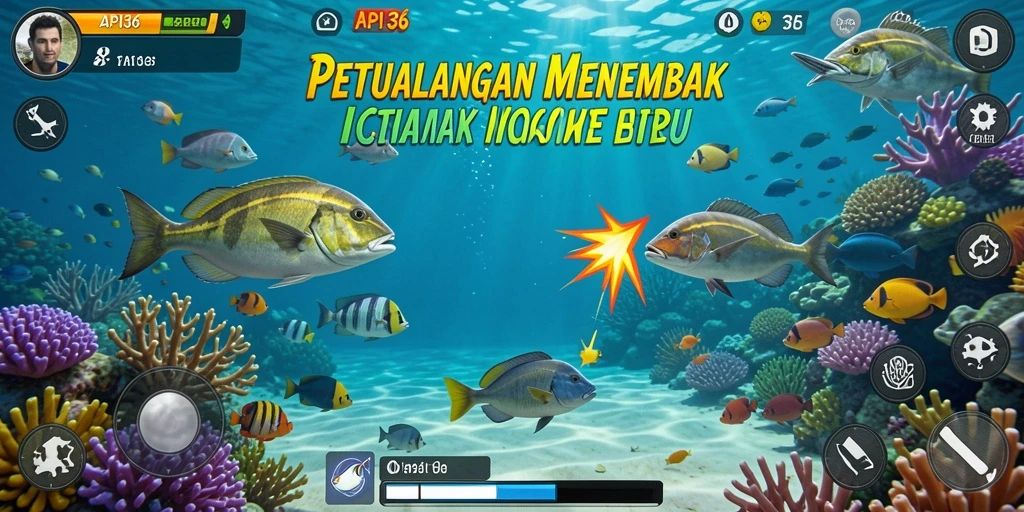 Screenshot menunjukkan aksi seru dalam permainan Tembak Ikan.