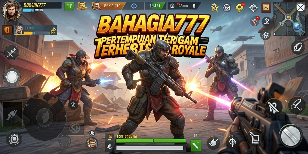 Tampilan menarik dari gameplay BAHAGIA777 di medan perang Battle Royale.