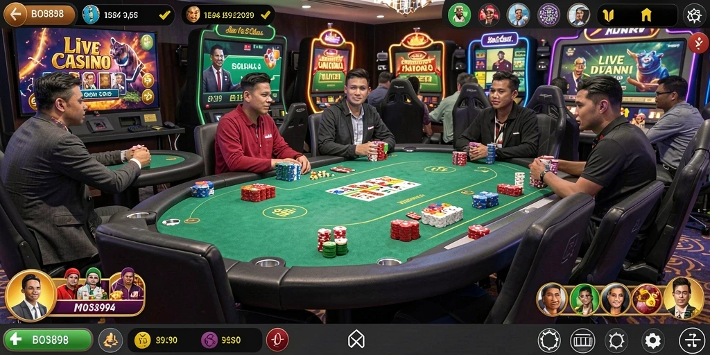 Tampilan menarik dari permainan Live Casino di BOS898.