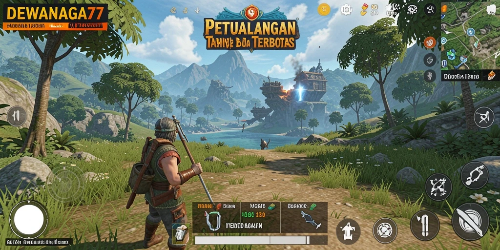 Screenshot utama DEWANAGA77 menampilkan pemain menjelajahi dunia terbuka yang luas.