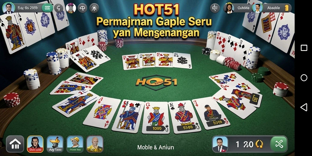 Tampilan menarik dari gameplay HOT51 dengan aksi Gaple seru.