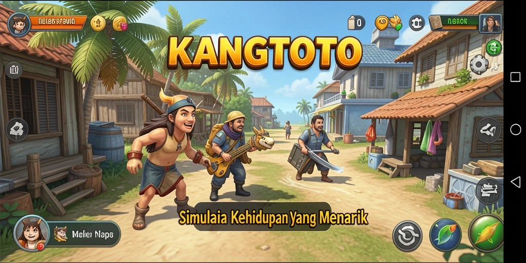 Screenshot KANGTOTO menampilkan karakter dalam dunia simulation yang hidup.