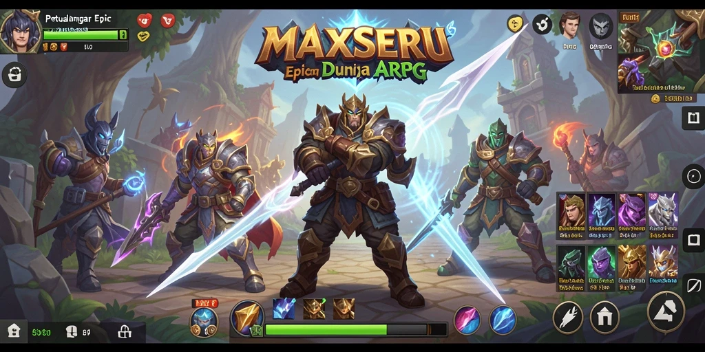 Tangkapan layar utama MAXSERU menampilkan pertarungan mendebarkan dalam dunia ARPG.