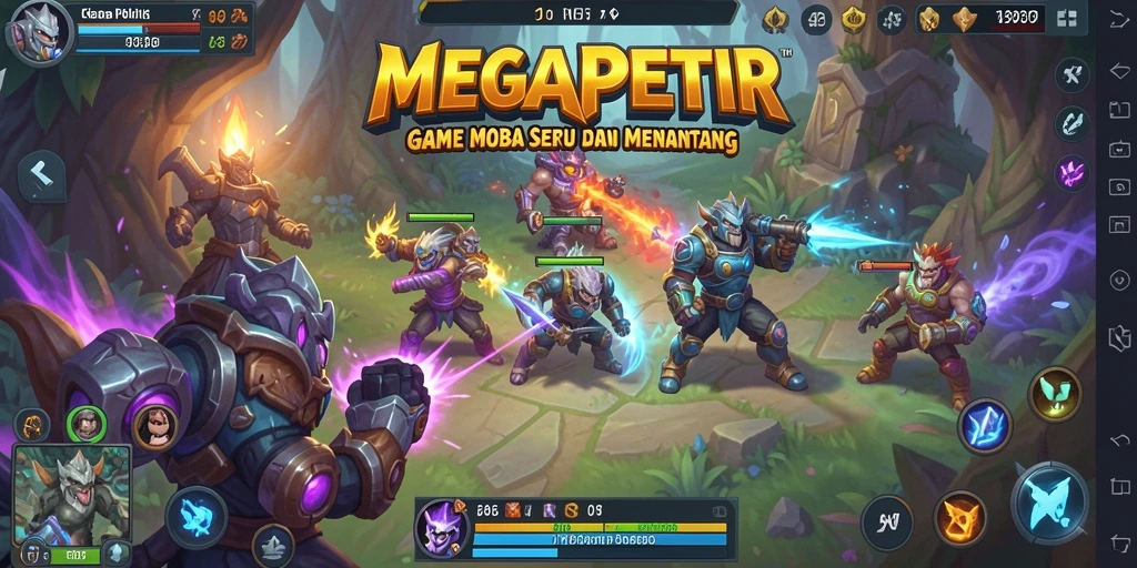 Tampilan gameplay seru dalam arena MOBA MEGAPETIR.