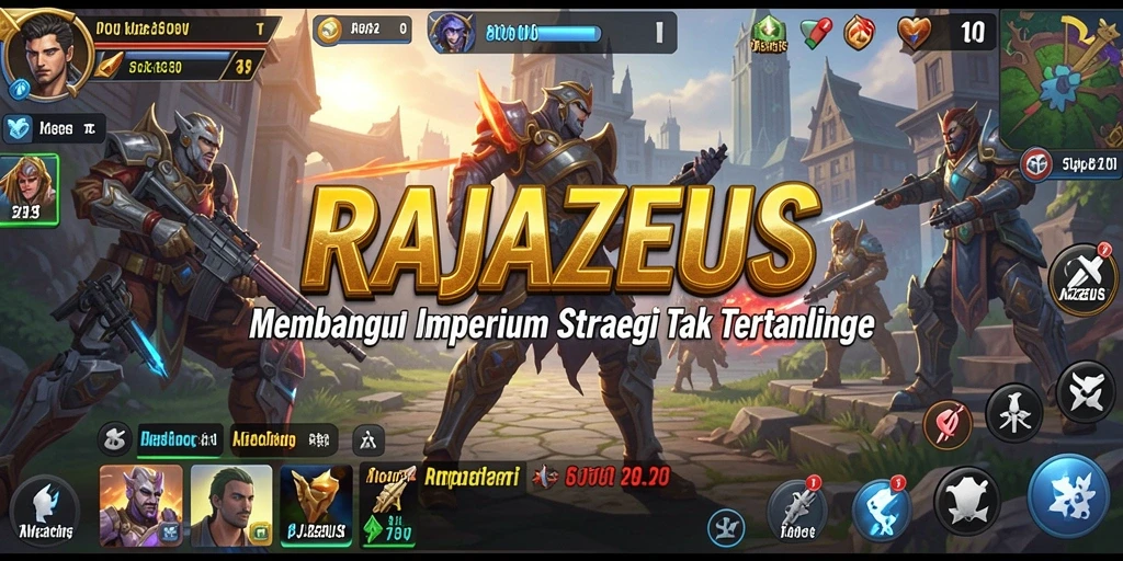 Tampilan gameplay strategis RAJAZEUS dengan aksi menegangkan.
