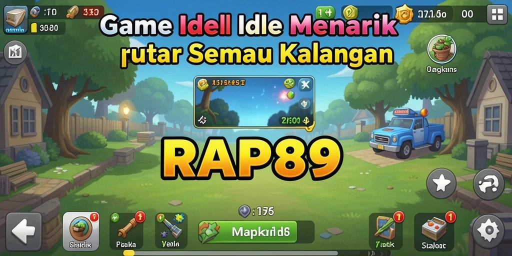 Screenshot utama RAP89 menampilkan gameplay Idle yang menarik dan penuh warna.