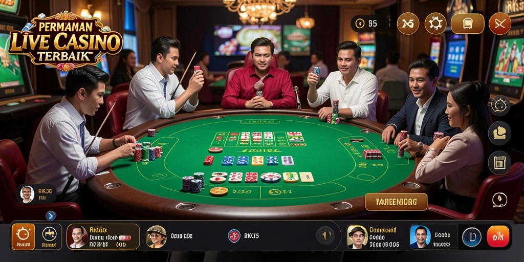 Screenshot RK55 menampilkan dealer langsung dan aksi permainan yang mendebarkan.