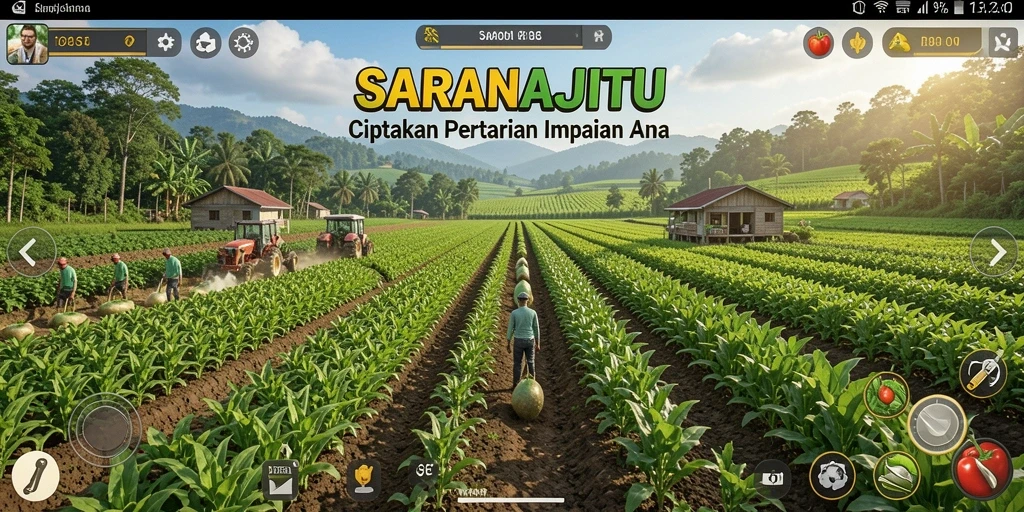 Tampilan screenshot SARANAJITU menunjukkan suasana pertanian yang rimbun dan warna-warni.