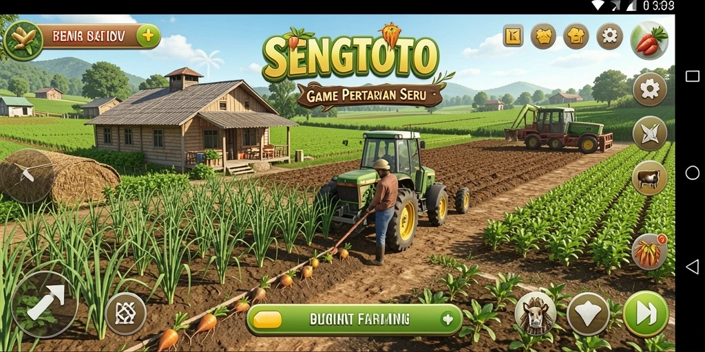 Tangkapan layar SENGTOTO menampilkan petualangan seru di ladang pertanian.