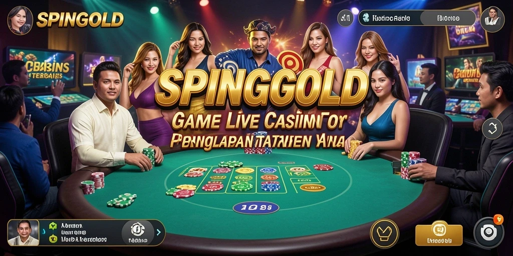Tampilan gameplay SPINGOLD dengan dealer langsung yang interaktif.