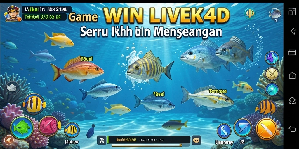 Tampilan gameplay menarik dari WINLIVE4D saat menembak ikan.